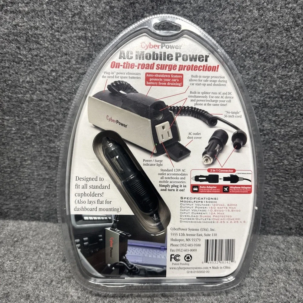 Cyber Power AC Mobile Power Cupholder Adapter‎ Mobile Surge Protection 140 Watt